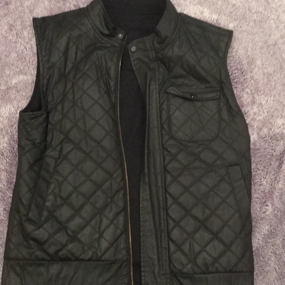 Reversible black leather vest